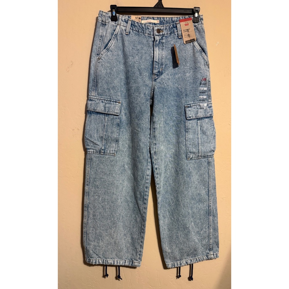 Levi's 94 Baggy Cargo‎ Jeans Women 29x30 Acid Wash Relaxed Blue NEW